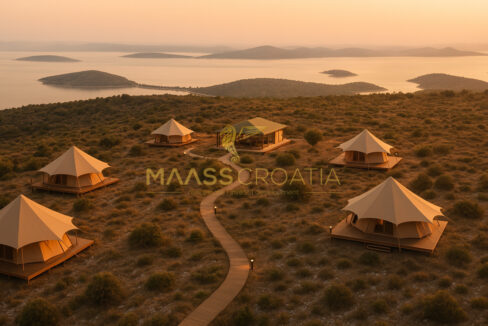 Sunset glamping tents